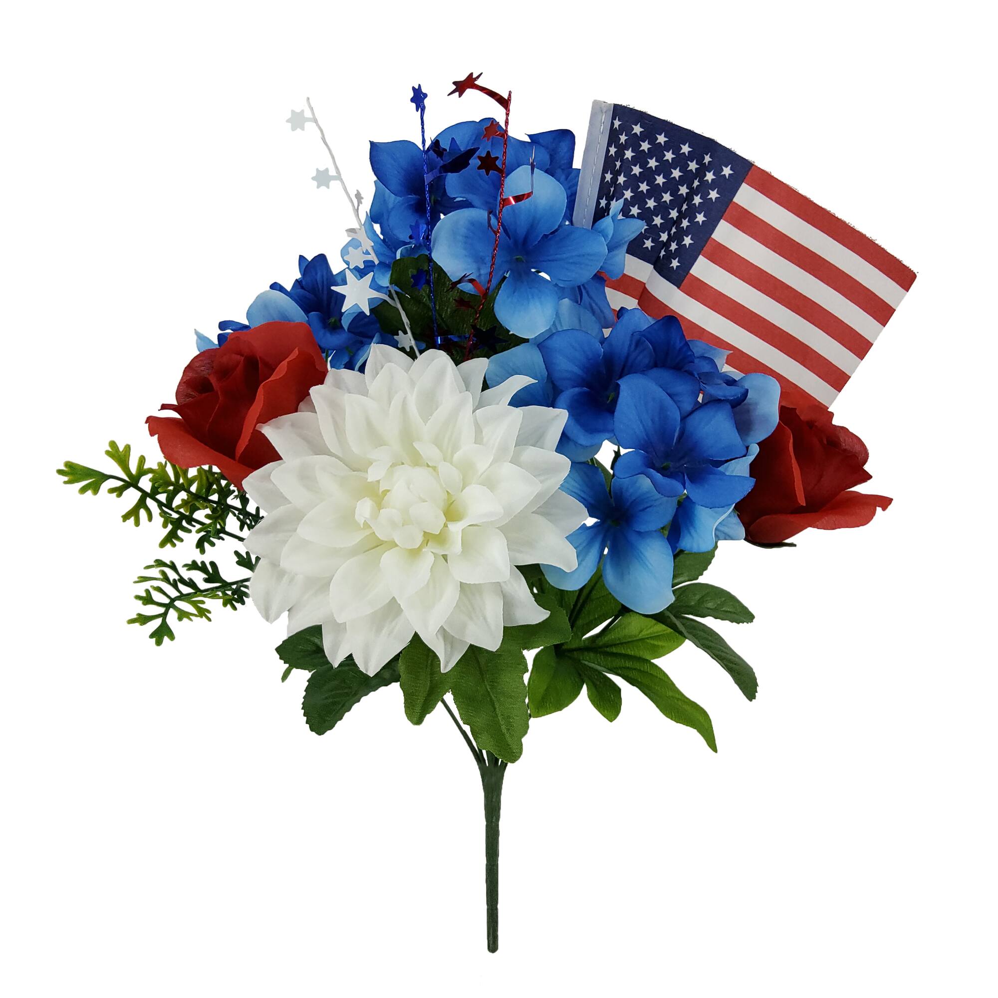 15" Dahlia & Rose Mix with Flag Bush by Celebrate It™